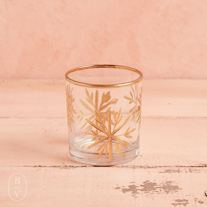 Creative Co-op ETCHED GLASS VOTIVE HOLDER Big Snowflakes