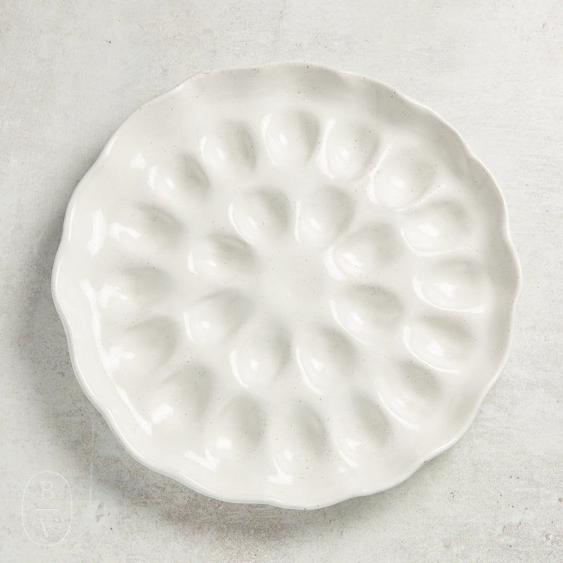 Etta B Pottery TWENTY FOUR EGG PLATTER Eyelet White