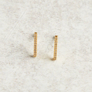 Elyssa Bass Designs PAVE CZ BAR EARRINGS Gold