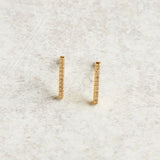 Elyssa Bass Designs PAVE CZ BAR EARRINGS Gold