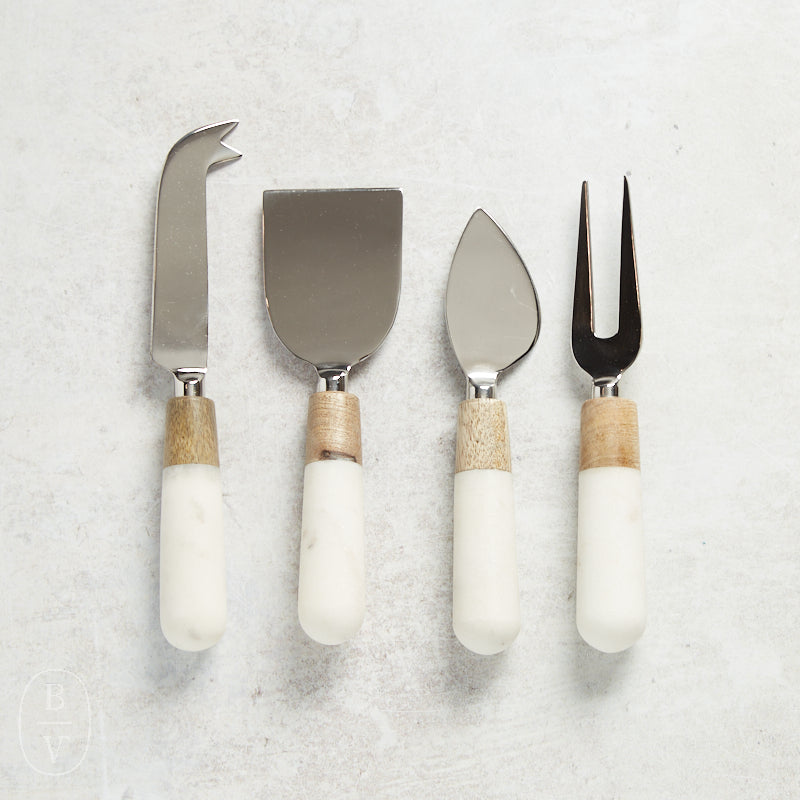 Zodax MARBLE AND WOOD CHEESE TOOL SET