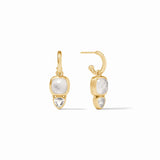 Julie Vos AQUITAINE DUO HOOP & CHARM EARRINGS Iridescent Clear Crystal
