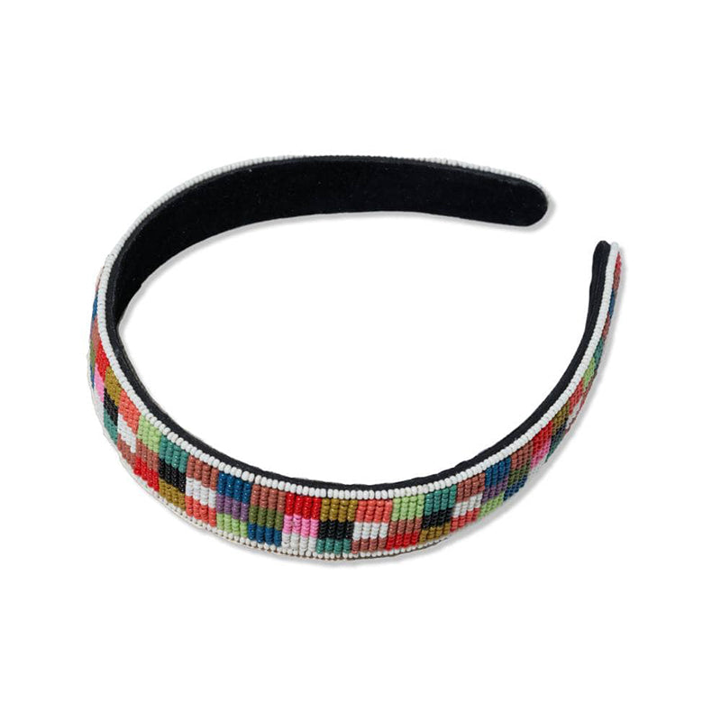 Ink and Alloy STEVIE BEADED HEADBAND Check Multi