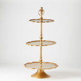 Park Hill Collection SCALLOPED EDGE CAST ALUMINUM TIERED SERVER Gold 30
