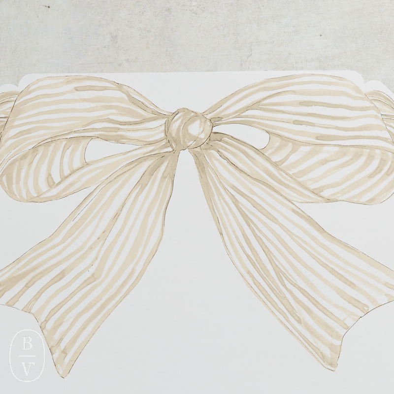 Rosanne Beck ECRU STRIPED BOW POSH PLACEMAT PACK