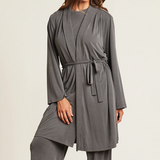Barefoot Dreams MALIBU COLLECTION SAND WASHED JERSEY MIDI ROBE Dark Steel