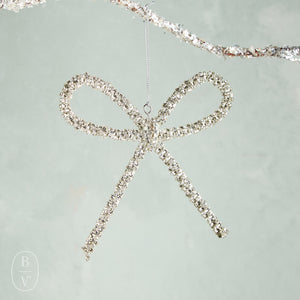 Creative Co-op METAL RHINESTONE BOW ORNAMENT Silver