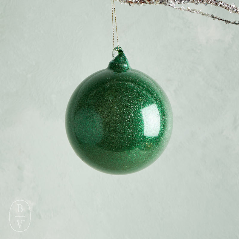 Raz Imports GLITTER BLOWN GLASS BALL ORNAMENT Green
