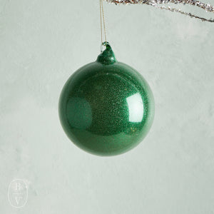 Raz Imports GLITTER BLOWN GLASS BALL ORNAMENT Green