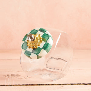 MacKenzie-Childs SWEETS JAR WITH LID Emerald Check
