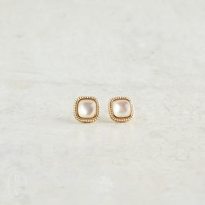 Virtue ABALONE PETITE ROPE TRIM STUD EARRINGS Square Gold