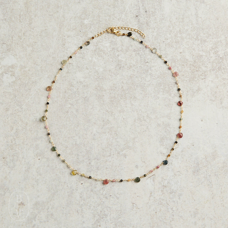 Elyssa Bass Designs GEMSTONE TEARDROPS NECKLACE Multi Tourmaline