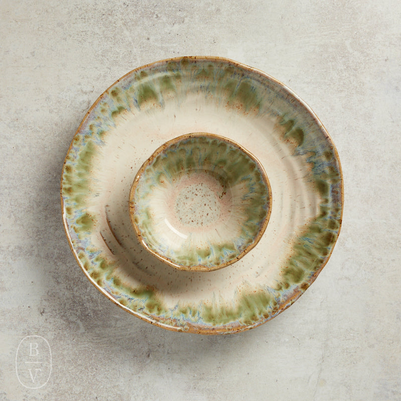 Etta B Pottery CHIP AND QUESO BOWL Botanical