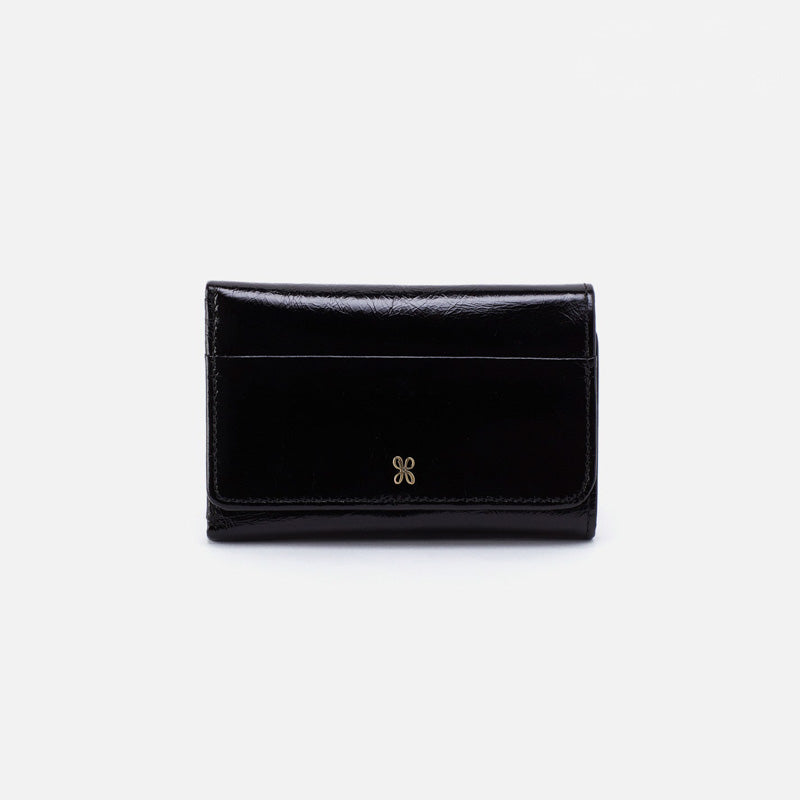 Hobo JILL TRIFOLD WALLET FW24 Black Polished Leather