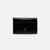 Hobo JILL TRIFOLD WALLET FW24 Black Polished Leather