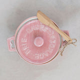 Creative Co-op STONEWARE BRIE BAKER WITH WOOD SPREADER Pink 7