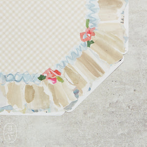 Rosanne Beck BLUE ECRU RIBBON BORDER WITH FLOWERS POSH PLACEMAT PACK