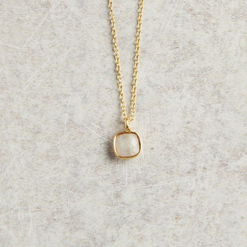 Elyssa Bass Designs TINY SQUARE NECKLACE Moonstone