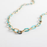 CV Designs TURQUOISE ENAMEL LINK NECKLACE