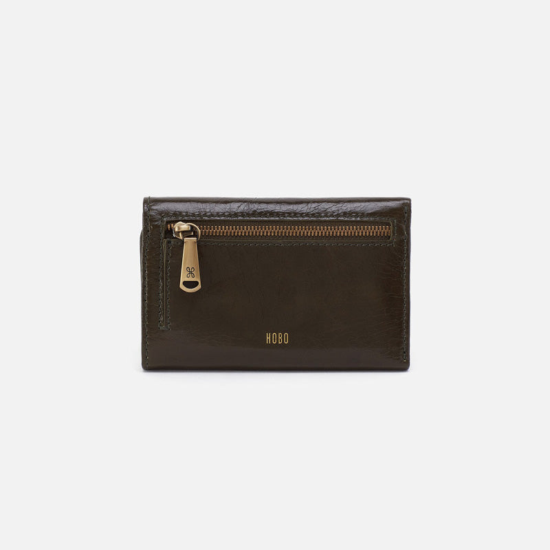 Hobo JILL TRIFOLD WALLET FW24 Deep Moss Polished Leather