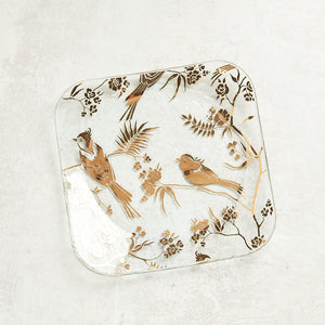 Annieglass BIRDSONG SQUARE PLATE Gold