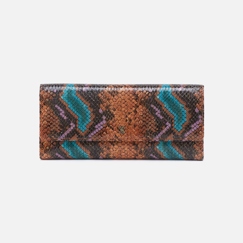 Hobo JILL LARGE TRIFOLD WALLET - SPRING 24 Vivid Snake Print Printed Leather