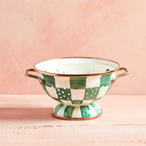 MacKenzie-Childs ENAMEL COLANDER Emerald Check Small