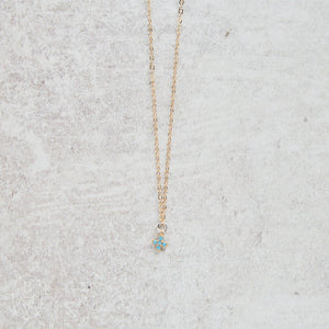CV Designs BLUE CZ CROSS NECKLACE - CVNTCB