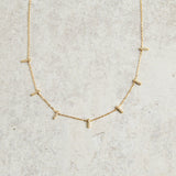 Elyssa Bass Designs SEVEN MINI CZ BAR NECKLACE Gold