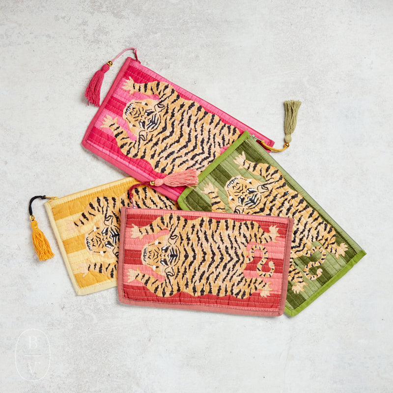 Creative Co-op TIGER COTTON VOILE ZIP POUCH