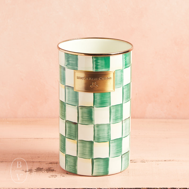 MacKenzie-Childs NARROW UTENSIL HOLDER Emerald Check
