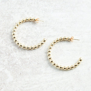 eNewton Design CLASSIC BEADED POST HOOP EARRINGS Gold 4mm 1.25