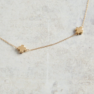 eNewton Design SIMPLICITY CHAIN GOLD SIGNATURE CROSS CHOKER Gold