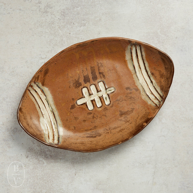 Etta B Pottery 2025 FOOTBALL PLATTER Deep Leather