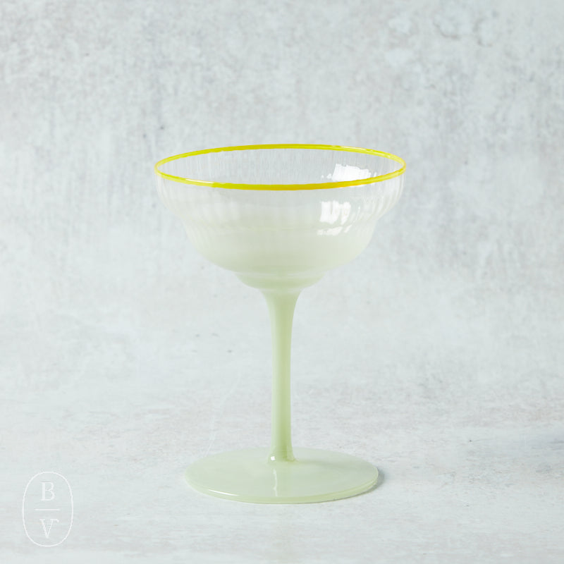 Creative Co-op OMBRE COLORED RIM COUPE GLASS Celadon