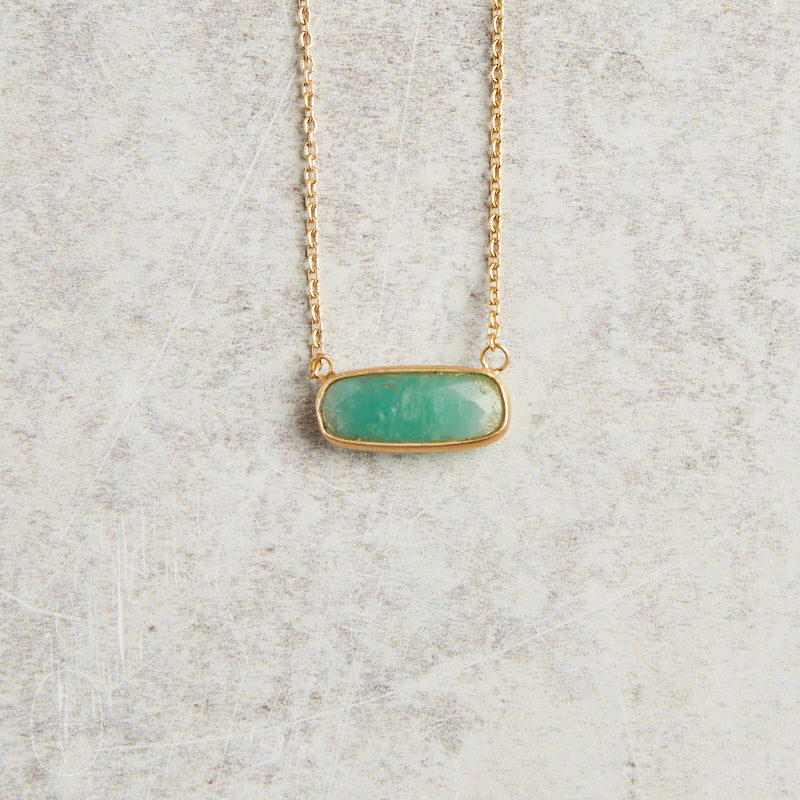 Elyssa Bass Designs RECTANGLE BAR NECKLACE Amazonite