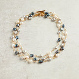 Virtue PEARL ROSARY TRIPLE LAYER NECKLACE PLAIN Peacock Grey Mix Gold