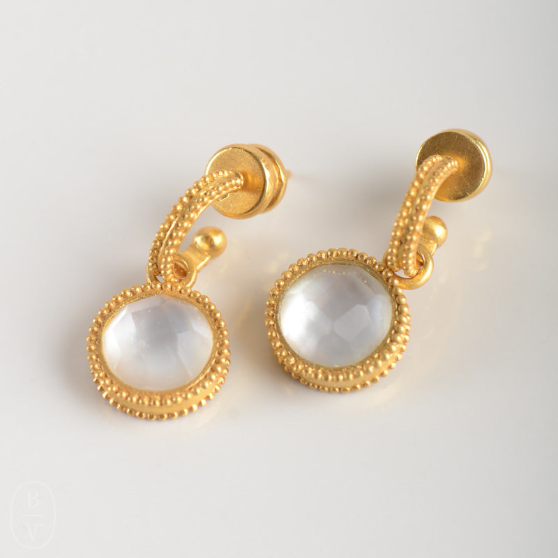 Julie Vos FLEUR DE LIS GOLD HOOP AND CHARM EARRINGS