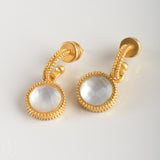 Julie Vos FLEUR DE LIS GOLD HOOP AND CHARM EARRINGS