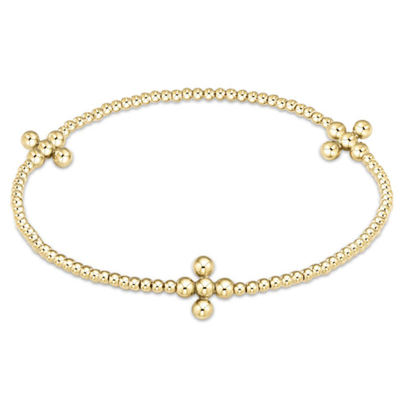eNewton Design SIGNATURE BEADED CROSS GOLD PATTERN BRACELET Classic 2mm 3mm