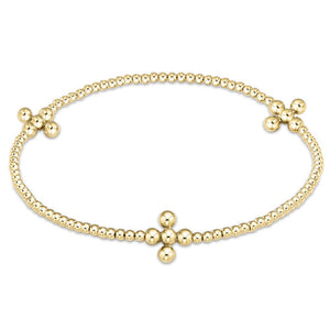 eNewton Design SIGNATURE BEADED CROSS GOLD PATTERN BRACELET Classic 2mm 3mm