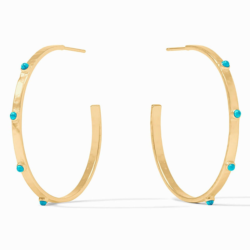 Julie Vos CRESCENT STONE HOOP EARRINGS