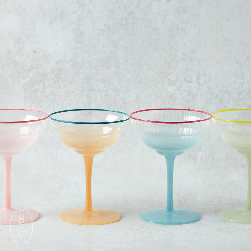 Creative Co-op OMBRE COLORED RIM COUPE GLASS