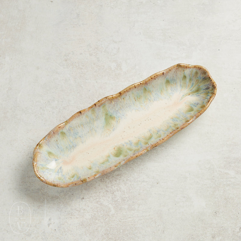 Etta B Pottery FLIRTY EDGE OLIVE DISH Botanical