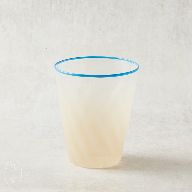 Creative Co-op TWISTED DRINKING GLASS WITH COLORED RIM Blue