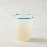 Creative Co-op TWISTED DRINKING GLASS WITH COLORED RIM Blue