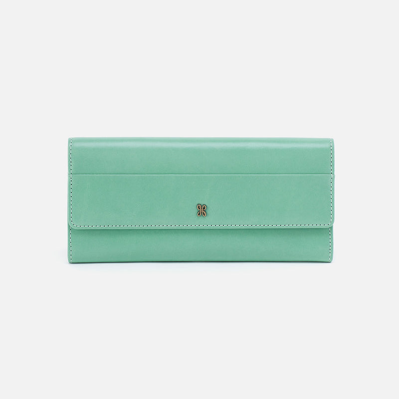 Hobo JILL LARGE TRIFOLD WALLET - SPRING 24 Seaglass Polished Leather