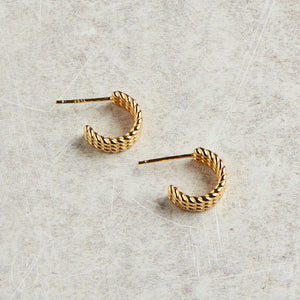 Elyssa Bass Designs TRIPLE BRAIDED HUGGIE HOOPS Gold