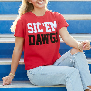 Stewart Simmons THE SIC EM DAWGS CHENILLE TEAM TOP Red