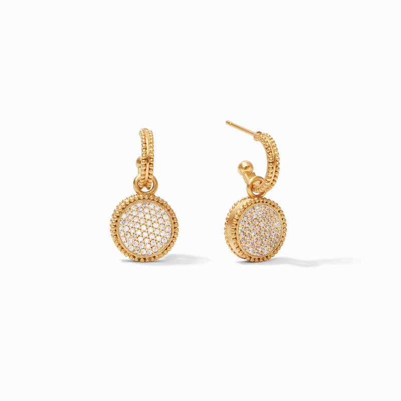Julie Vos FLEUR DE LIS GOLD HOOP AND CHARM EARRINGS